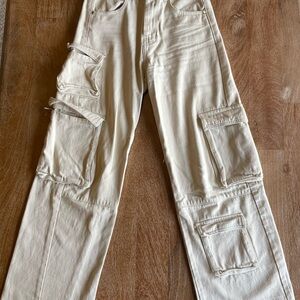 Women’s Cream Cargo Pants